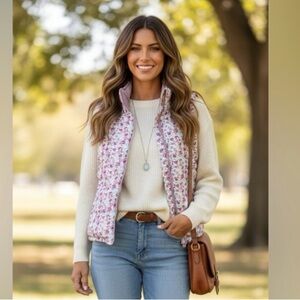 Puffer Lila Floral Vest Reversible